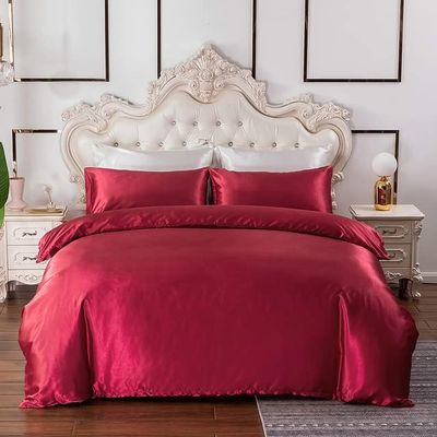 GHKL Rayon Satin Bedding Set with Duvet Cover and Pillowcases for Single or Double Beds