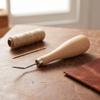 Qcwwy Curved Stitching Awl with Wooden Handle for Leathercraft view 2
