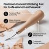 Qcwwy Curved Stitching Awl with Wooden Handle for Leathercraft view 4