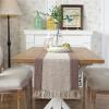EHOMERY Beige Cotton Linen Table Runner with Tassels, 38 x 220 cm view 2