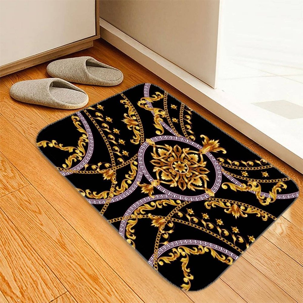 TiaoTian Geometric Black and Gold 3D Doormat, 80 x 120 cm