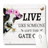 Wknoon Cow and Pink Flowers Mouse Pad, Rustic White Wood Design view 1
