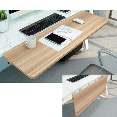 V3VOGUE Wooden Desktop Extender with Folding Keyboard Tray, C-Clamp, 55/65/75 x 25 cm