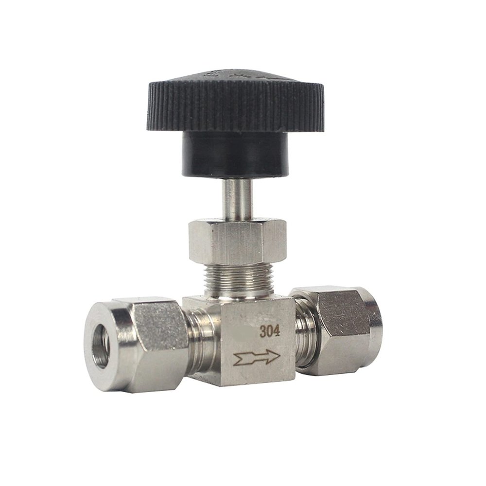 TANGJIANCHENG Adjustable Needle Valve, 3–12 mm OD Tube, 304 Stainless Steel, High Pressure, Straight, Card-Set Faucet (10 mm)