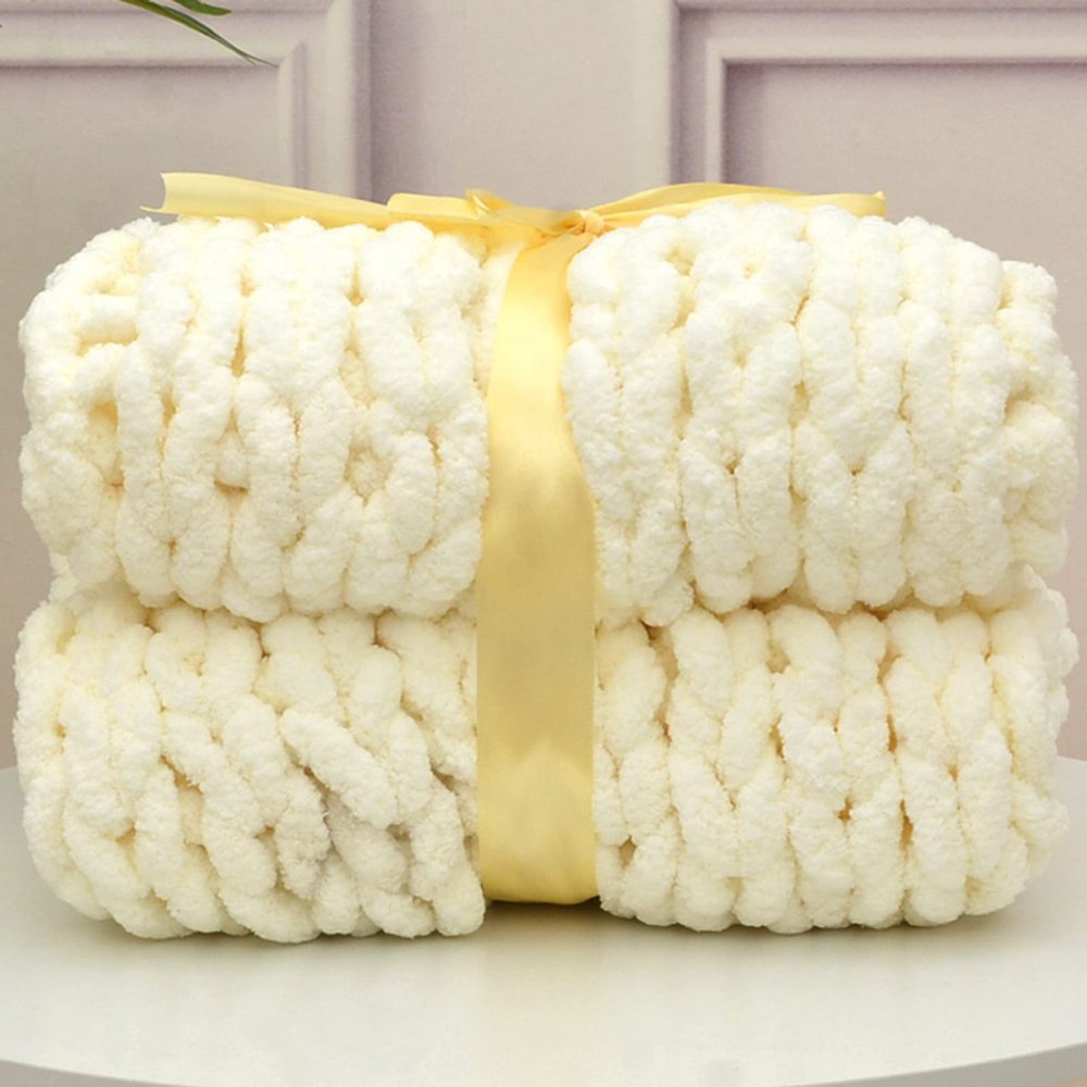 MHUQIA Chunky Knit Chenille Throw Blanket 50 x 50 cm
