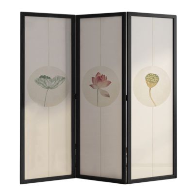 3-Panel Folding Room Divider, Portable Privacy Screen, Black, Tall 110 cm/43.3 in