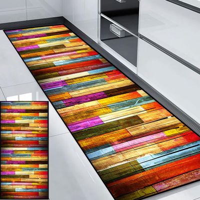 HUAXIQUE Washable Geometric Runner Rug, Red, 90 x 380 cm, Style H