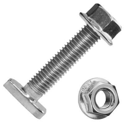 Techtanium M8 x 16 mm Hammer-Head Bolts for Type 28/15 Mounting Rails with A2 Stainless Steel Flange Nuts, DIN 6923 (5-Pack)