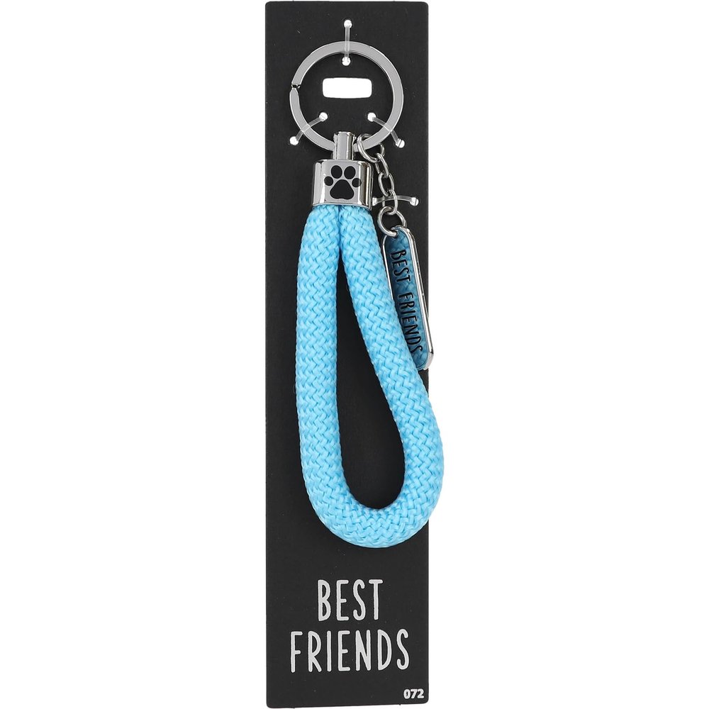 Depesche 11807-072 Don't Forget Me Keychain, Round Light Brown Fabric Loop with Metal "The Best" Charm