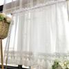 MANQILE Short Sheer Lace Curtains for Kitchen, White, 1 Panel view 1