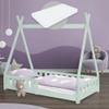 ML-Design Tipi Children's Bed 80 x 160 cm, Mint, with Mattress, Fall Protection and Slatted Base view 1