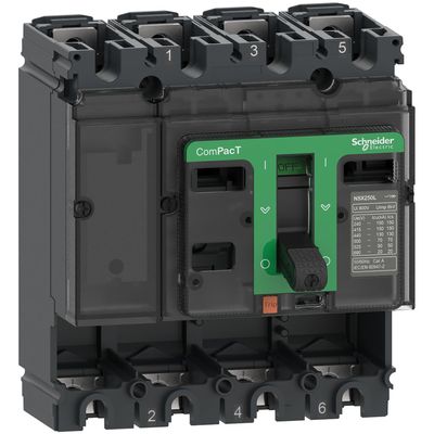Schneider Electric ComPacT NSX 4-Pole Circuit Breaker, 250 A, 25 kA Breaking Capacity