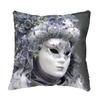 Fabulous Turquoise Sequin Cushion Cover with White and Silver Venice Carnival Mask view 3