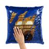Fabulous Blue Sequin Pillow Cover, Ancient Rome Colosseum Under the Sun, World Heritage view 2