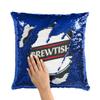 Fabulous Blue Sequin Cushion Cover – Brewmaster, British Beer Lover view 2