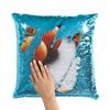 Fabulous Sequin Pillowcase, Turquoise Bunch of Tomatoes with Orange and White Carrots view 2