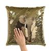 Fabulous Sequin Pillow Cover, Gold African Elephant Savannah Wildlife Photo view 2