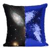 Fabulous Cushion with Sequin Cover, Blue Milky Way Galaxy Space Stars view 1