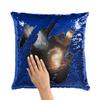 Fabulous Cushion with Sequin Cover, Blue Milky Way Galaxy Space Stars view 2