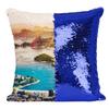 Fabulous Sequin Pillow Cover, Blue Rio de Janeiro Bay, Brazil view 1