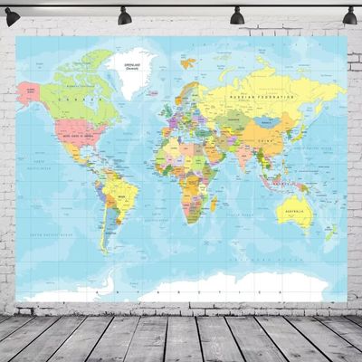 CORFOTO 10 x 8 ft World Map Backdrop for Baby Showers, Bridal Showers, Birthday Parties and Photography
