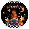 Black and White Checkered Star Gnome Metal Halloween Hanger view 1