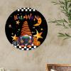 Black and White Checkered Star Gnome Metal Halloween Hanger view 4