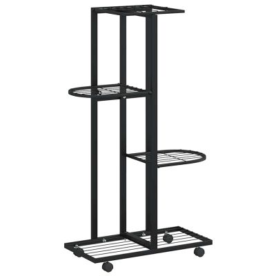 Susany 4-Tier Plant Stand with Wheels, Black Iron, 44 x 23 x 80 cm