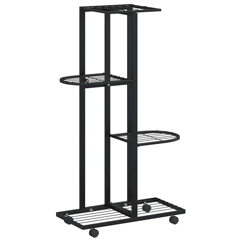 Susany 4-Tier Plant Stand with Wheels, Black Iron, 44 x 23 x 80 cm