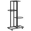 Susany 4-Tier Plant Stand with Wheels, Black Iron, 44 x 23 x 80 cm view 1