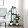 Susany 4-Tier Plant Stand with Wheels, Black Iron, 44 x 23 x 80 cm view 3