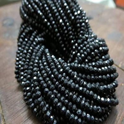 LKBEADS 100-Strand Lot Natural Black Spinel Rondelle Beads, Faceted, 3.5 mm, 14 in.