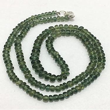 LKBEADS Natural Green Apatite Smooth Rondelle Beads with Clasp, 4–6 mm, 18 Inches