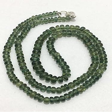 LKBEADS Natural Green Apatite Smooth Rondelle Beads with Clasp, 4–6 mm, 18 Inches