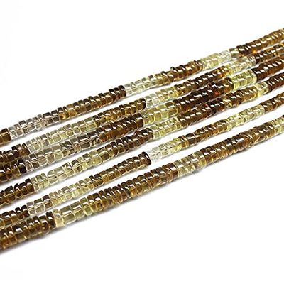 LKBEADS Shaded Beer Quartz Smooth Rondelle Wheel Beads, 14 in, 6 mm