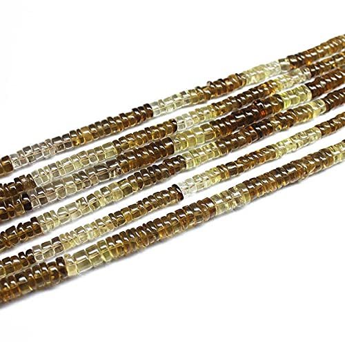 LKBEADS Shaded Beer Quartz Smooth Rondelle Wheel Beads, 14 in, 6 mm