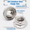 10 Flange Nuts, Serrated Hex Locknuts, Left-Hand Thread, M6 x 1.0 mm, 304 Stainless Steel view 3