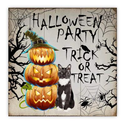 Halloween Wooden Wall Sign, Eat Drink Be Scary, 30.5 x 30.5 cm
