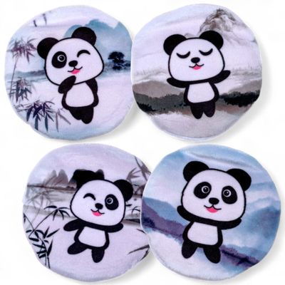 Set of Hand Warmers with Knitted or Fleece Covers, Finger Warmers for Cold Hands in Winter (Pandas, Set of 4)