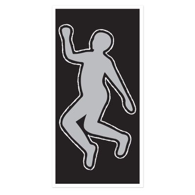Beistle Plastic PSI Body Silhouette Door Cover, 5 ft x 30 in, Detective Investigation Party Accessory, Murder Mystery Dinner and Halloween Decoration