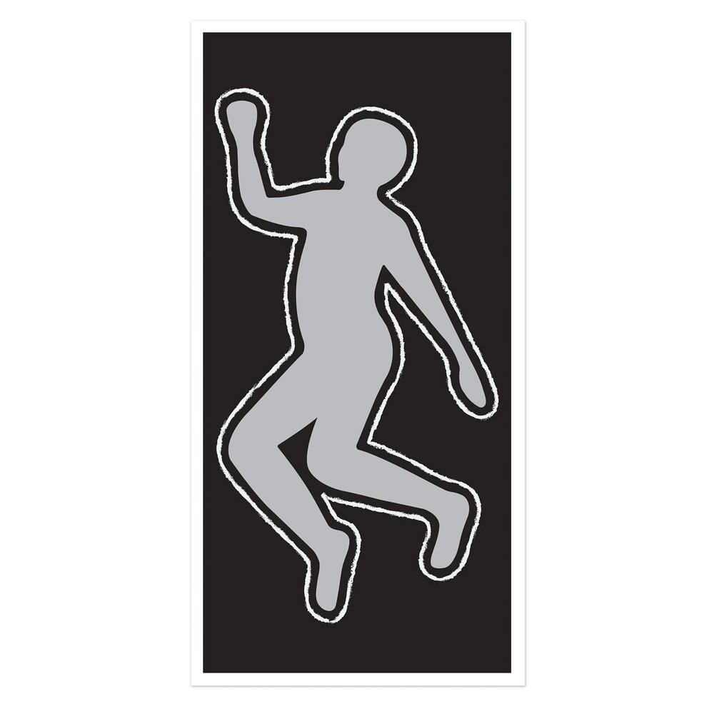 Beistle Plastic PSI Body Silhouette Door Cover, 5 ft x 30 in, Detective Investigation Party Accessory, Murder Mystery Dinner and Halloween Decoration