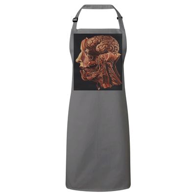 Fabulous Premium Kitchen Apron, Gray, Human Head Dissection Engraving, Medical Anatomy