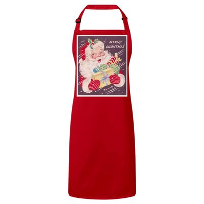 Fabulous Premium Kitchen Apron, Red Père Noël Gifts, Vintage Retro Santa Claus, 1950s Christmas