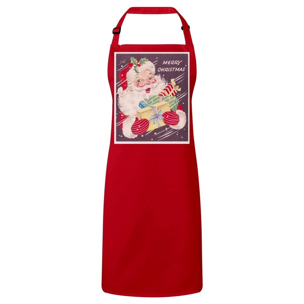 Fabulous Premium Kitchen Apron, Red Père Noël Gifts, Vintage Retro Santa Claus, 1950s Christmas