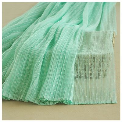 Fine Pleated Mesh Fabric, 2 m, Mint Green, Ruffled, Polka-Dot, Crinkled Tulle, 150 cm Wide, M37F6