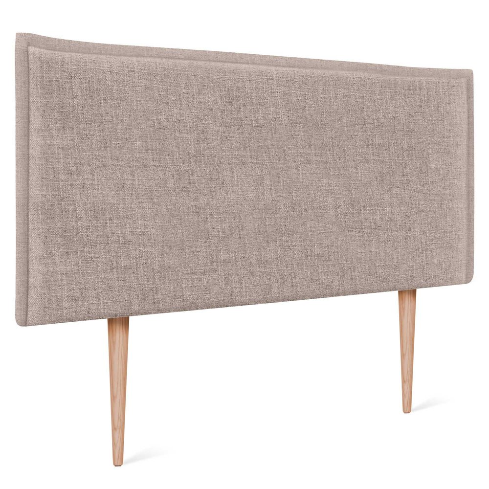 DHOME Plain Natural Linen Upholstered Headboard with Trim, Earth, 80 x 105 cm with Legs (for 70/80 cm Beds)