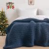 MHUQIA Chunky Knit Blanket, 60 x 60 cm, Chenille Throw view 1