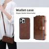 SINQERISHT iPhone 11 Pro Max 3-in-1 Wallet Case with Lanyard, Zipper and Card Slots, Brown view 2