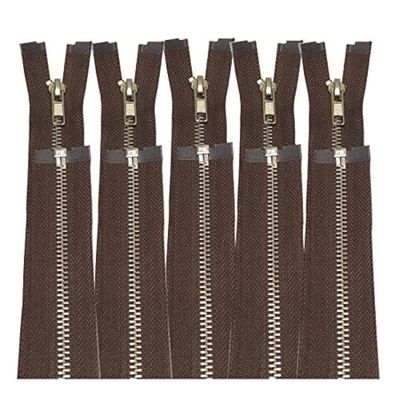 5-Pack #5 Open-End Metal Zippers, 55 cm, Multiple Sizes and Colors (5U, 304)