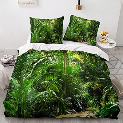 Morbuy Soft Microfiber Duvet Cover Set, Forest Print, Zipper, 135x200/155x220/200x200/220x240 cm, 80x80 cm Pillowcases